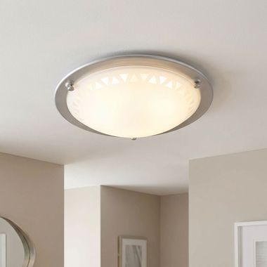LED Deckenleuchte, Metall, Glas, satiniert, D 30cm