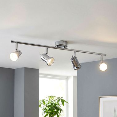 LED Deckenleuchte, Chrom, verstellbare Strahler, L 63 cm