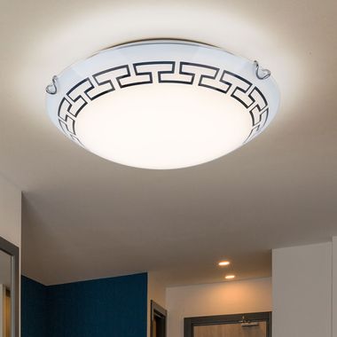 LED Deckenlampe, weiß, Glas, satiniert, rund, D 30 cm