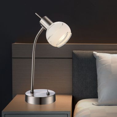 LED Tischleuchte mit Glaskugel Lampenschirm ELLIOTT