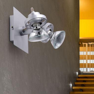 Applique, faretti mobili, 2 fiamme, argento, GU10