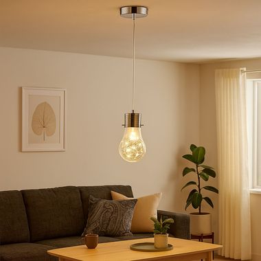 Lampada a sospensione, design Edison, rete metallica, vetro, D 12 cm