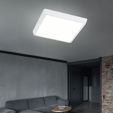 Plafonnier LED, métal blanc, L 31 cm