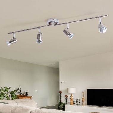 Plafoniera con faretti orientabili in argento, L 80 cm