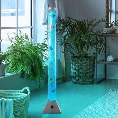 Colonne d'eau LED, plastique transparent, 5x poissons décoratifs, H 120 cm