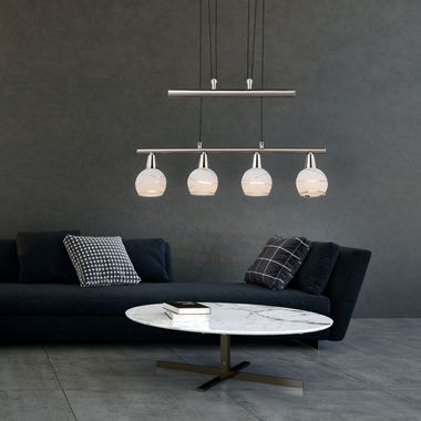 LED-hanglamp, glazen spots, in hoogte verstelbaar, ELLIOTT