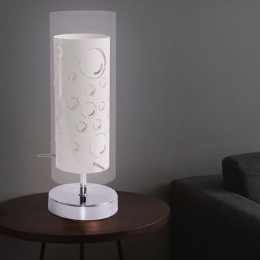Lampe à poser, métal, verre, interrupteur, E14, hauteur 34cm