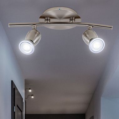 LED Deckenleuchte, 2 flammig, Spots flexibel, Chrom