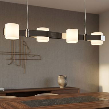Hanging lamp, chrome, glass, H 150 cm
