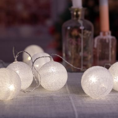 Guirlande lumineuse, boules de coton, 20x LED longueur 285 cm, VENUTO