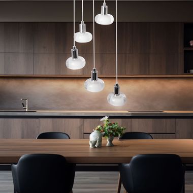 Hanglamp, metaal, glas Hoogte 120 cm