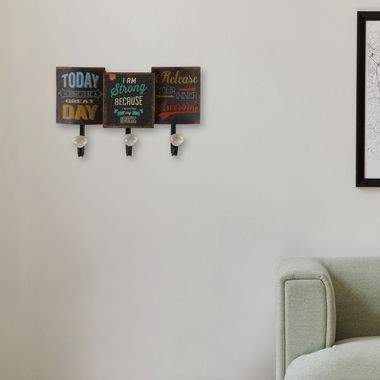 Coat rack, 3 motifs, lettering, rust-colored, L 34cm