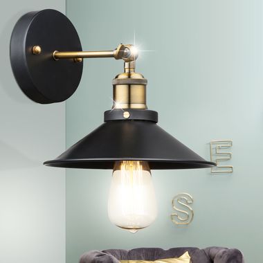 Wall lamp, adjustable, H 20 cm, black