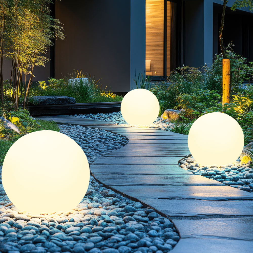 Stecklampe, Kugel Design, weiß Durchmesser 30 cm, TOULA