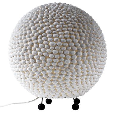 Tafellamp, bol, schelpen, wit, D 37 cm