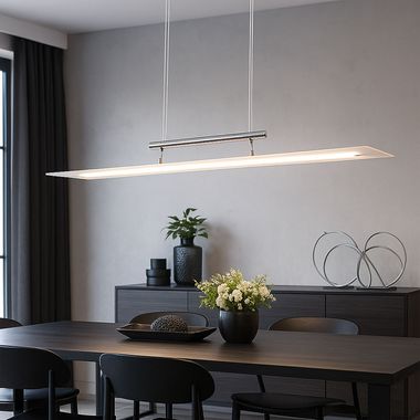 LED Hängeleuchte, chrom, satiniert, Höhenverstellbar, L 98,5 cm