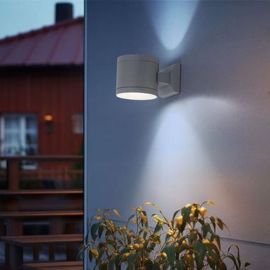 Lampada da parete, alluminio grigio, vetro, H 9,5 cm