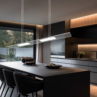 Lampada a sospensione a LED, vetro, metallo, lunghezza 100 cm
