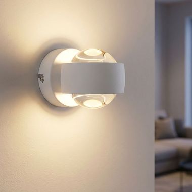 LED Wandleuchte RANDI, Weiß, Metall, 2-flammig, Up & Down, 10 cm