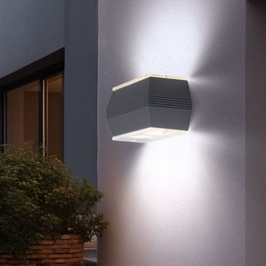 Applique LED, fonte d'aluminium, verre, haut bas, H 11,5 cm