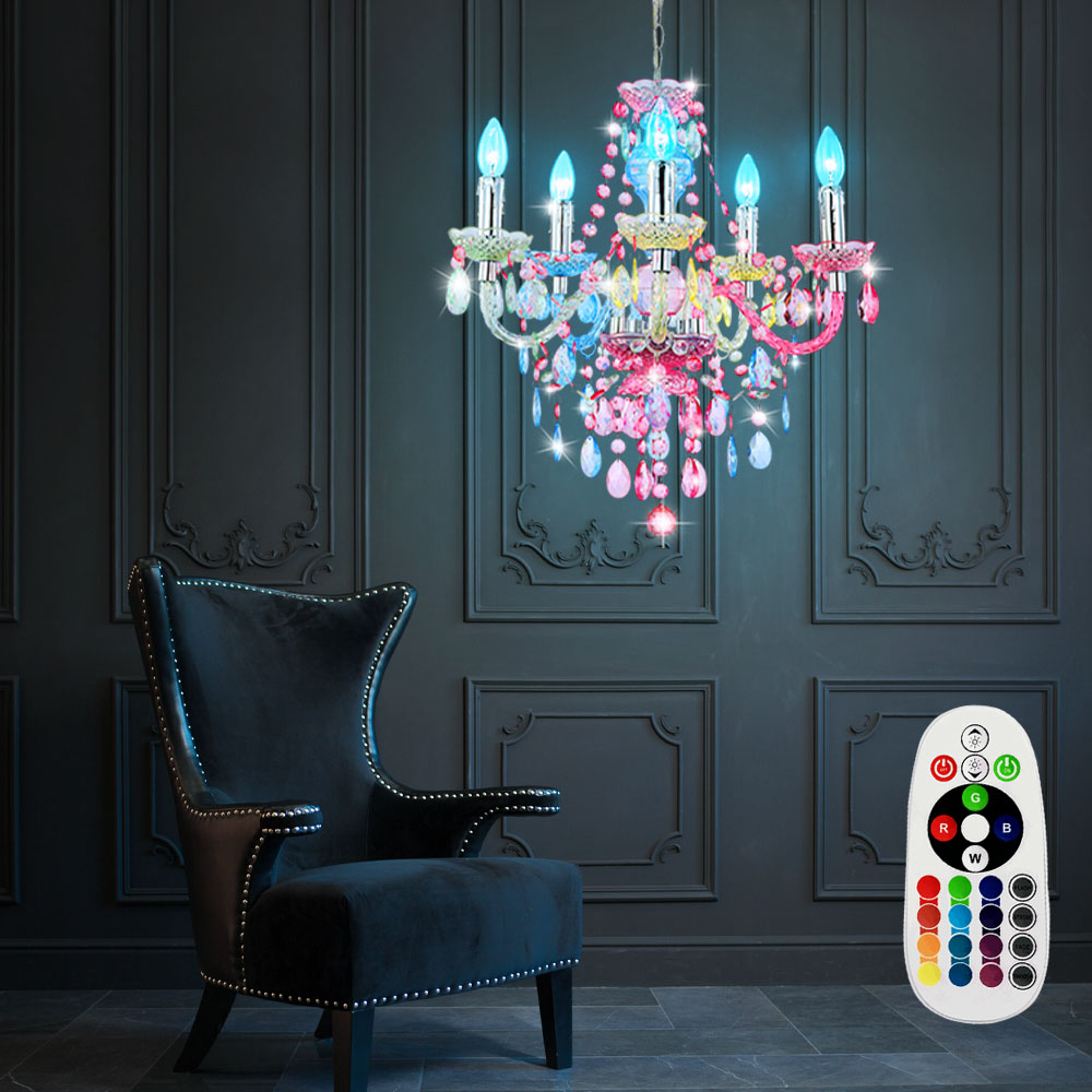 RGB LED Kronleuchter, mehrfarbig, dimmbar mit Fernbedienung