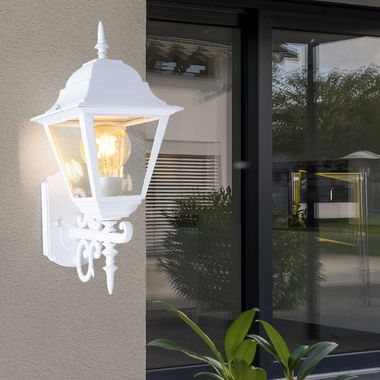 Laterne, Außenbereich, IP44, Glas klar, weiß