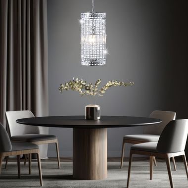 Lampa wisząca, kryształy, chrom, stal, wys. 150 cm