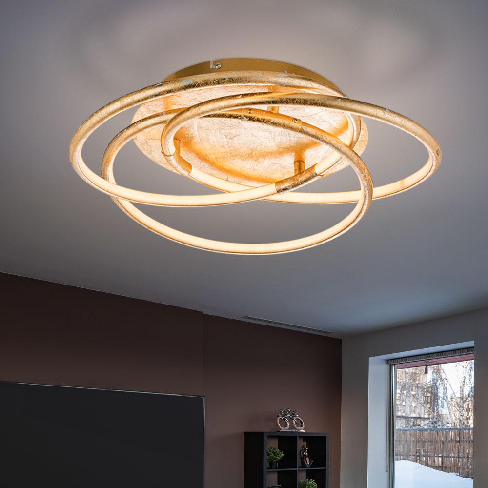 LED Deckenleuchte, gold, Ring Design, Alu, D 50 cm