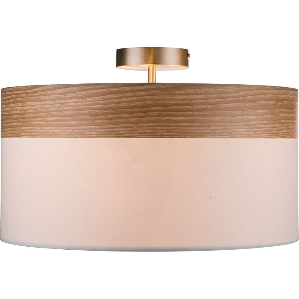 Deckenlampe, Stoff, Holz, braun, 40 cm