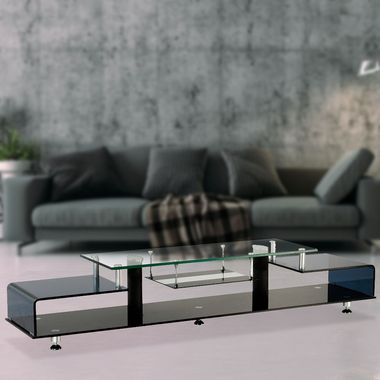 Design TV Regal aus Chrom und Sicherheitsglas