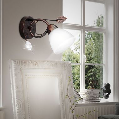 Wall lamp, alabaster glass, rust-colored, E14, H 21.5 cm