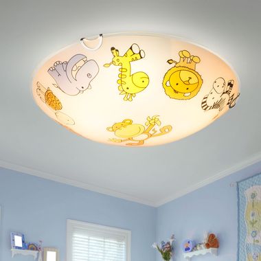 Plafoniera per bambini, vetro colorato, motivi animali D 30 cm