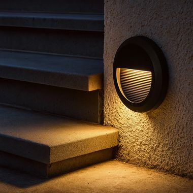 LED-stapverlichting, IP65, zwart, rond, D 15 cm