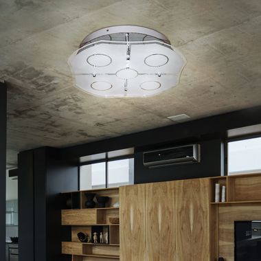 LED Deckenleuchte, Metall, satiniert, Chrom, L 27 cm