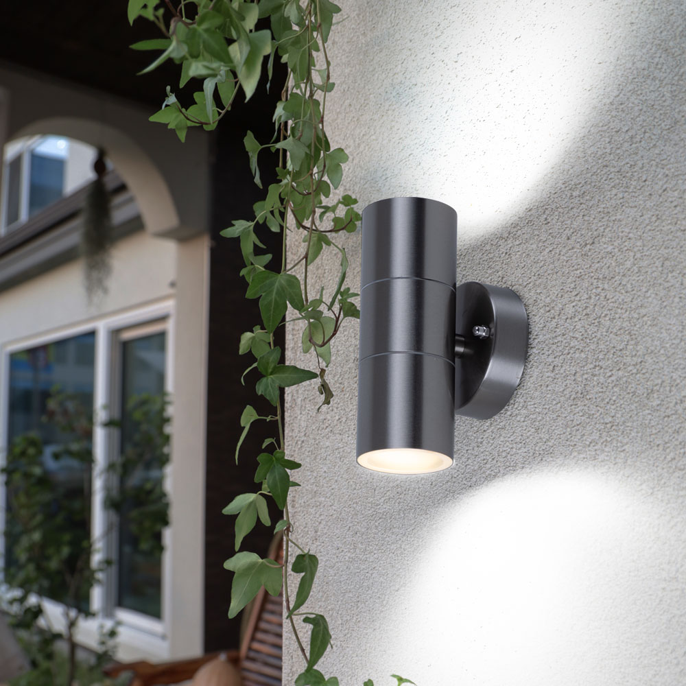 Lot de 5 appliques murales en acier inoxydable et verre pour l'extérieur | ETC Shop: lampes, mobilier, technologie. Tout d'une source. | ETC Shop