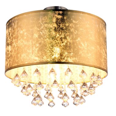 Plafonnier textile au design feuille d'or avec cristaux AMY