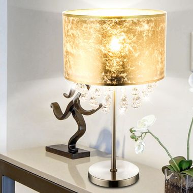 Kristalllampe, Blattgold, Nickel matt, 1x E27