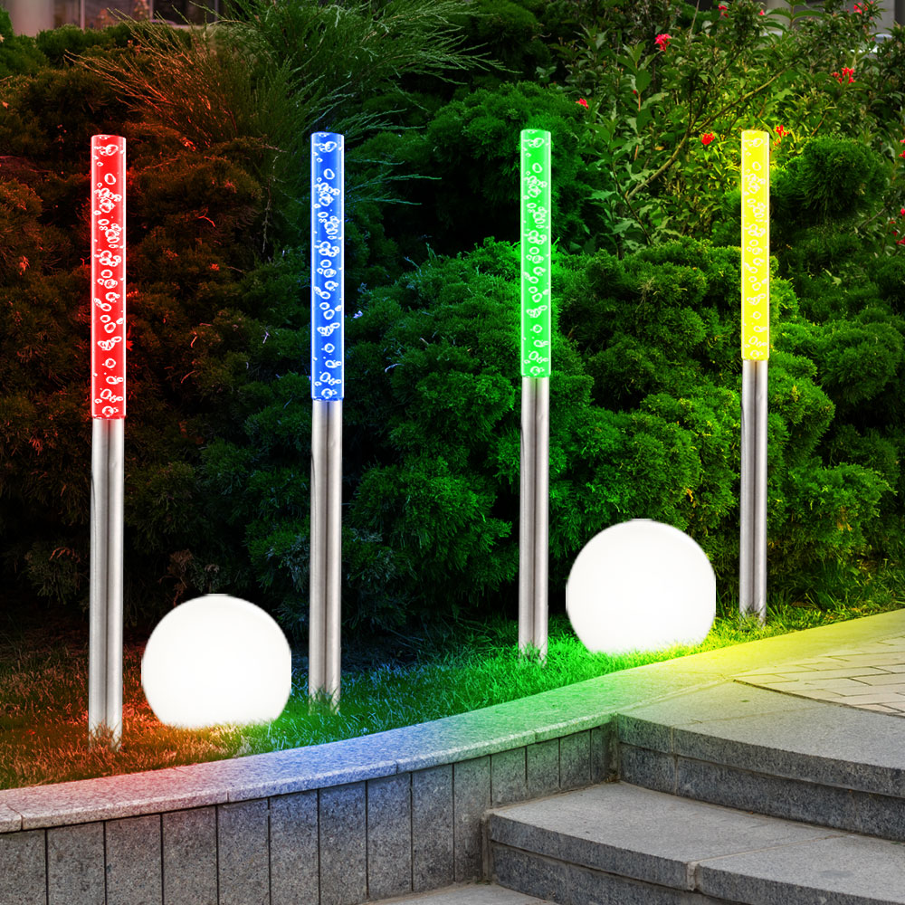 6er Set LED Solar Steckleuchten in Edelstahl