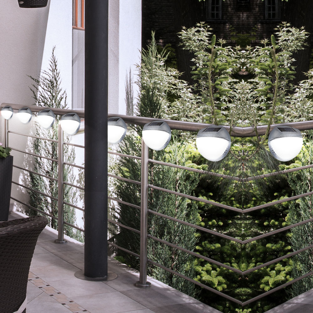 8er Set LED Zaun Solarleuchten, Durchmesser 11 cm