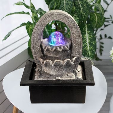 RGB LED table fountain with color change, height 25.5 cm, ALBERT