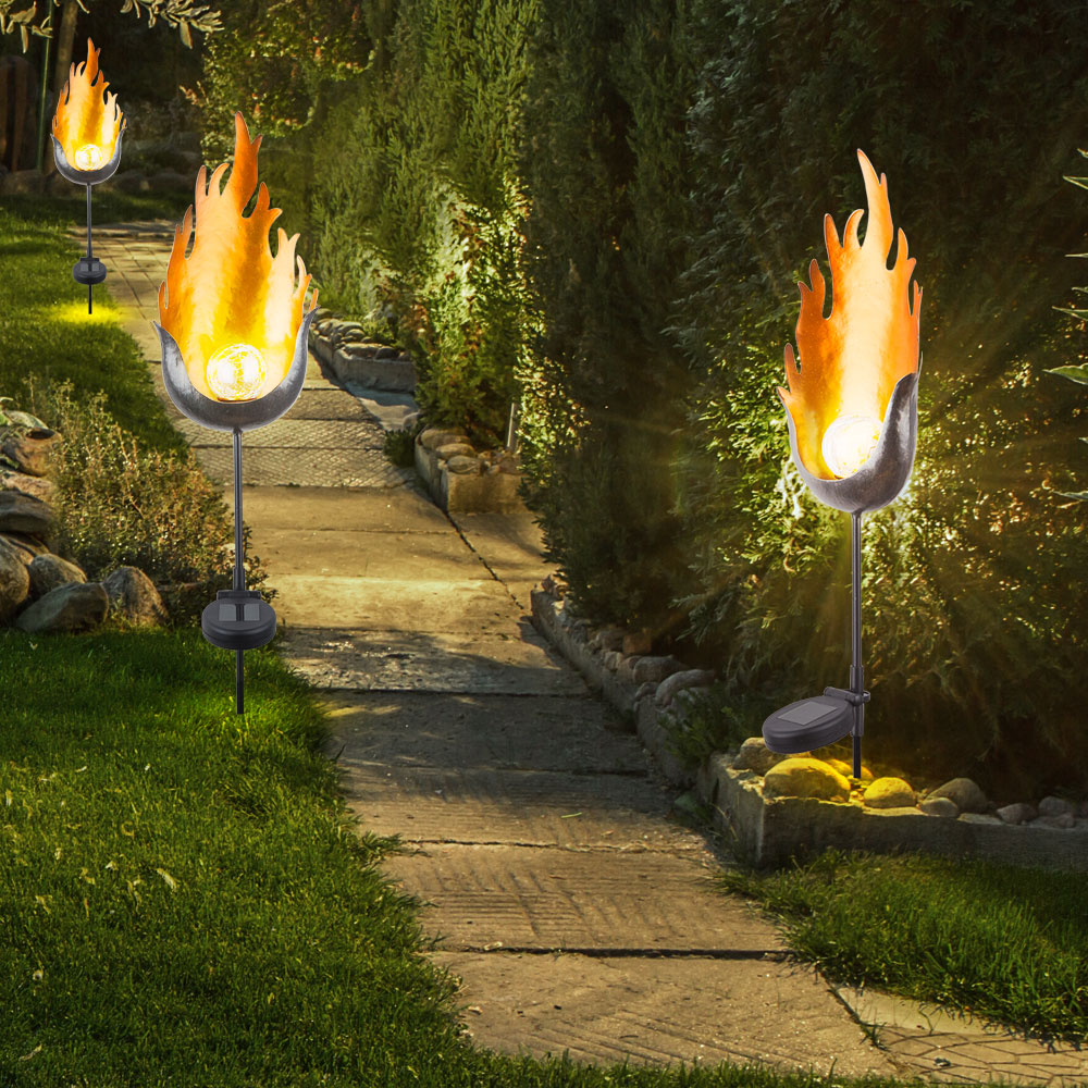 Solarleuchte Mit Flammeffekt – Flackernde Gartenlampe, Automatisch Ein/Aus, Wetterfest, Für Terrasse, Balkon & Hochzeit – Warmes Licht