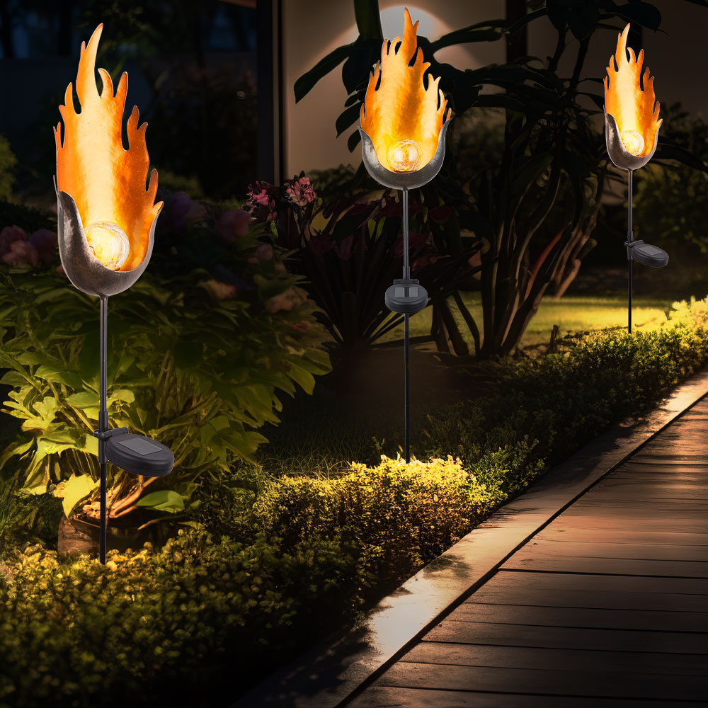 Solarleuchte Mit Flammeffekt – Flackernde Gartenlampe, Automatisch Ein/Aus, Wetterfest, Für Terrasse, Balkon & Hochzeit – Warmes Licht