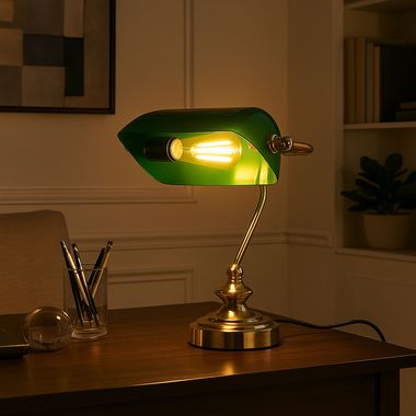 Schreibtischlampe Antik , Acrylschirm grün ANTIQUE