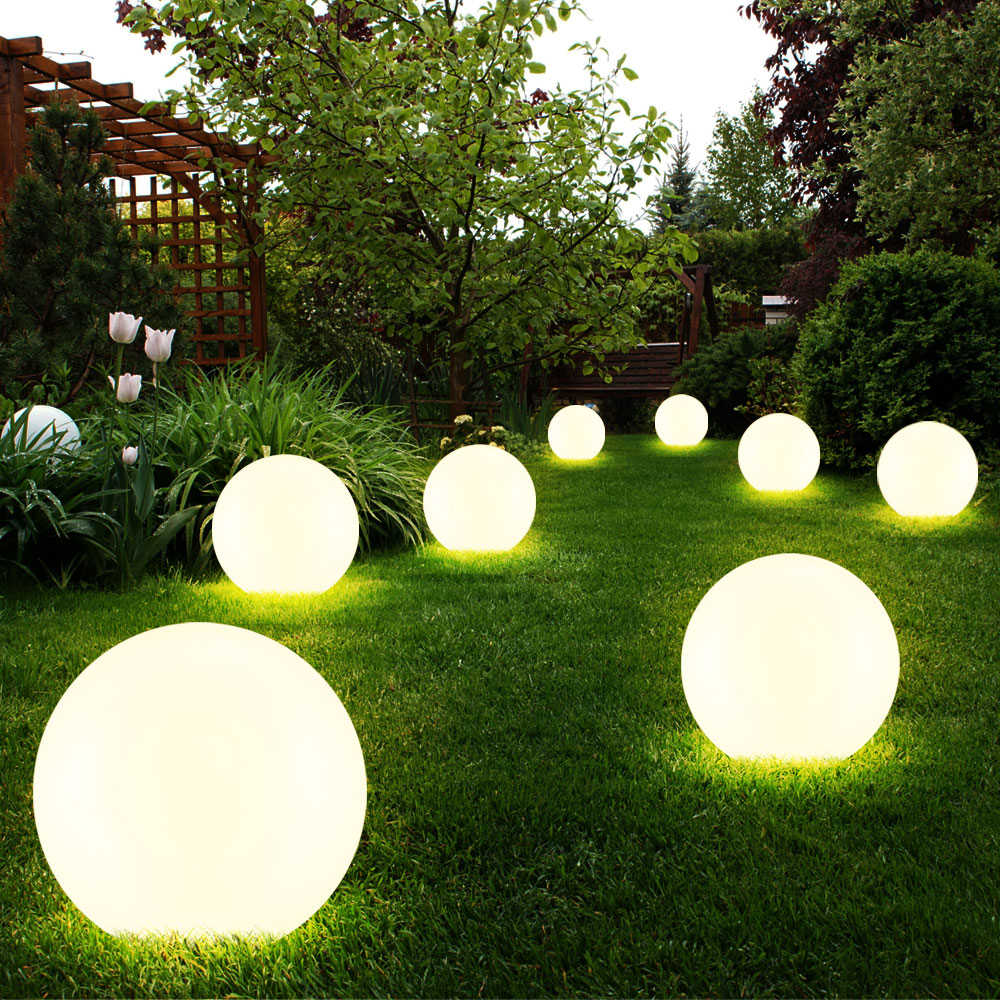 3x LED Solarleuchte, Kugel weiß, DM 15 cm, H42,5 cm