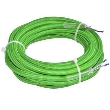 4 meters lamp cable, textile covered in green