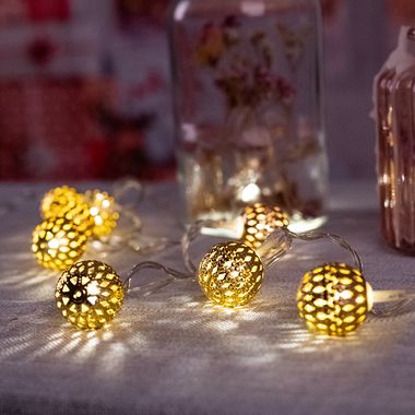 Lichterkette, Metall-Kugeln, 10x LED, Länge 120 cm, ASTRID