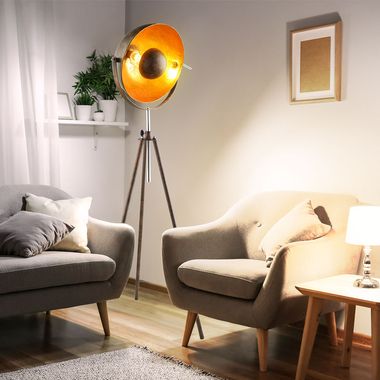 Lampa podłogowa, ruchomy reflektor, rdzawe złoto, wysokość 179 cm