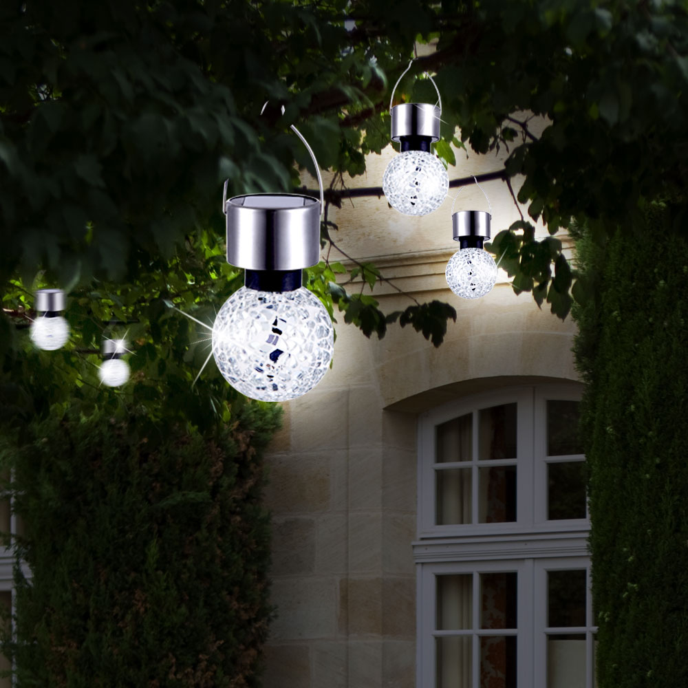 6er Set LED Kugel Solarlampen im Mosaik-Design