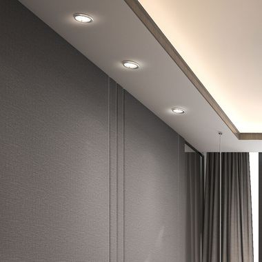 3er Set Einbaulampe, Metall, silber, rund, D 8 cm