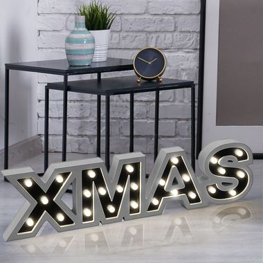 LED Deko Tischleuchte, XMAS, weiß-schwarz, L 60 cm